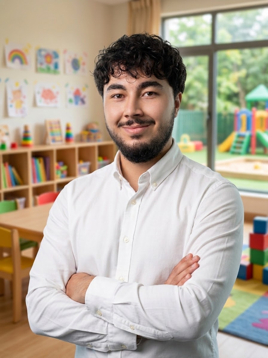 Temur (Tim), founder of MiniVibe, in his kindergarten classroom